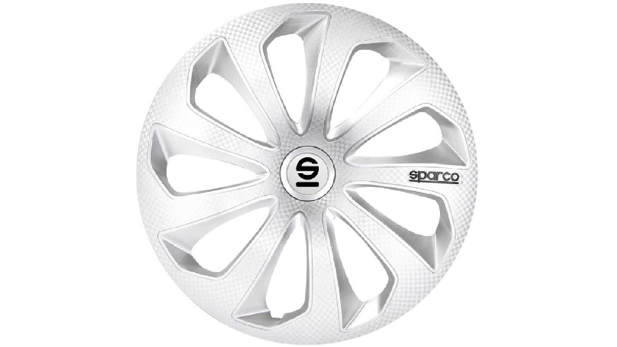 Enjoliveur+Sparco+Sicilia+15+pouces+argent%2Fcarbon%C3%A9+%28%C3%A0+l%27unit%C3%A9%29